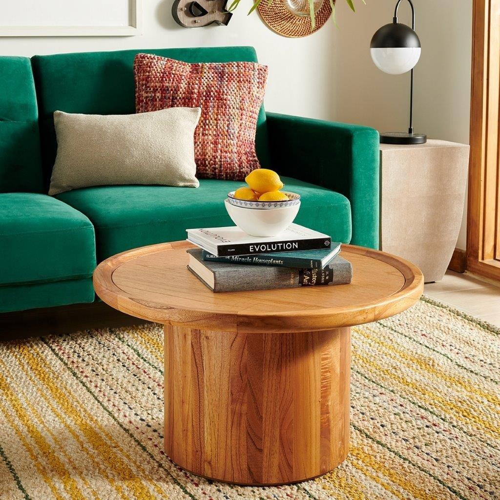 Devin Natural Brown Round Pedestal Coffee Table