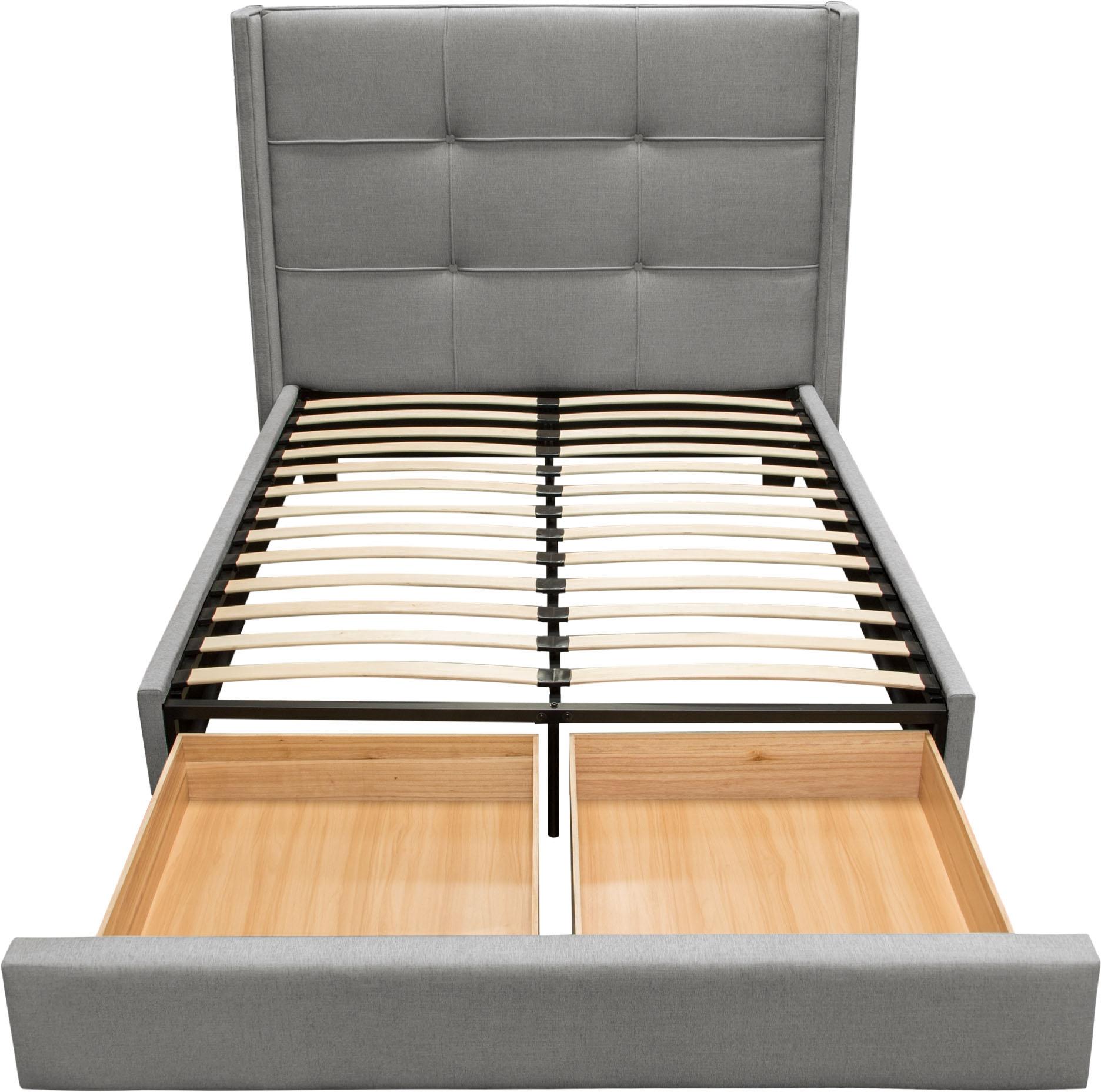 Diamond Sofa Beverly Grey Fabric Queen Bed with Footboard Storage
