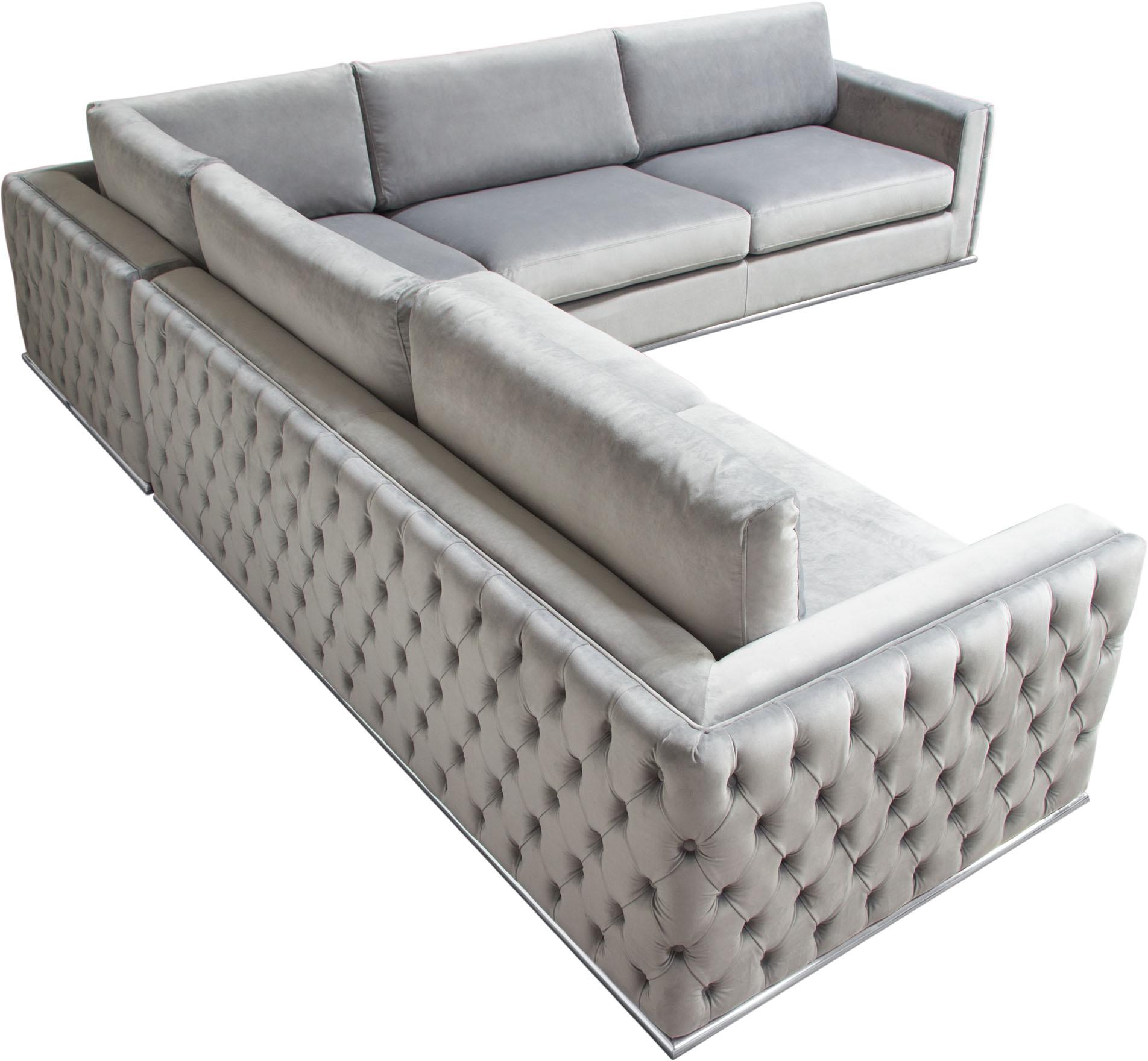 Diamond Sofa Envy Grey Velvet 3pc Sectional 1StopBedrooms.