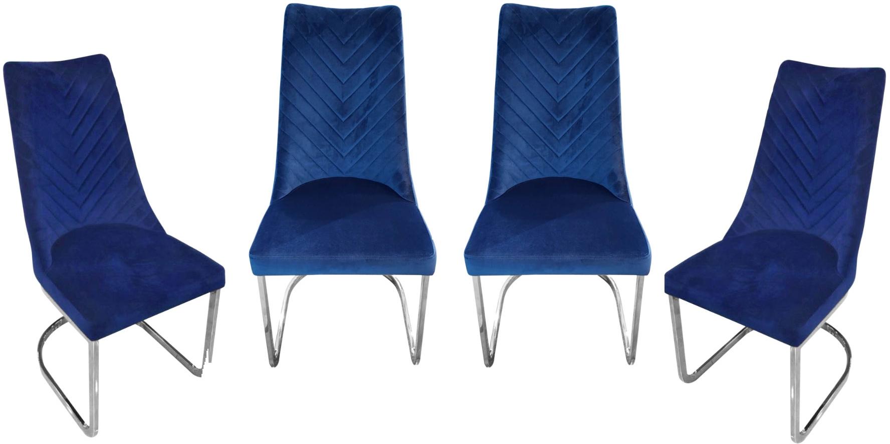 diamond sofa vogue blue velvet dining chairs set of 4