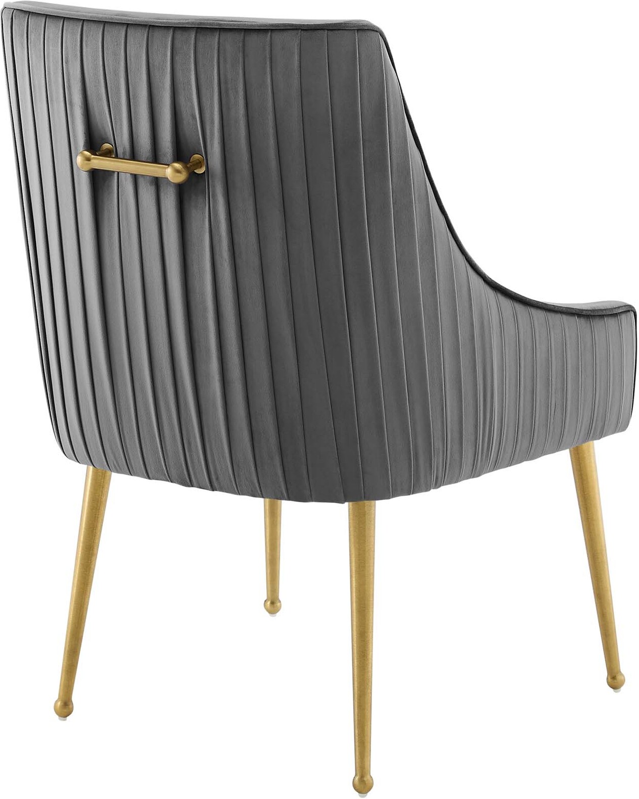 Discern Gray Pleated Back Upholstered Performance Velvet Dining Chair