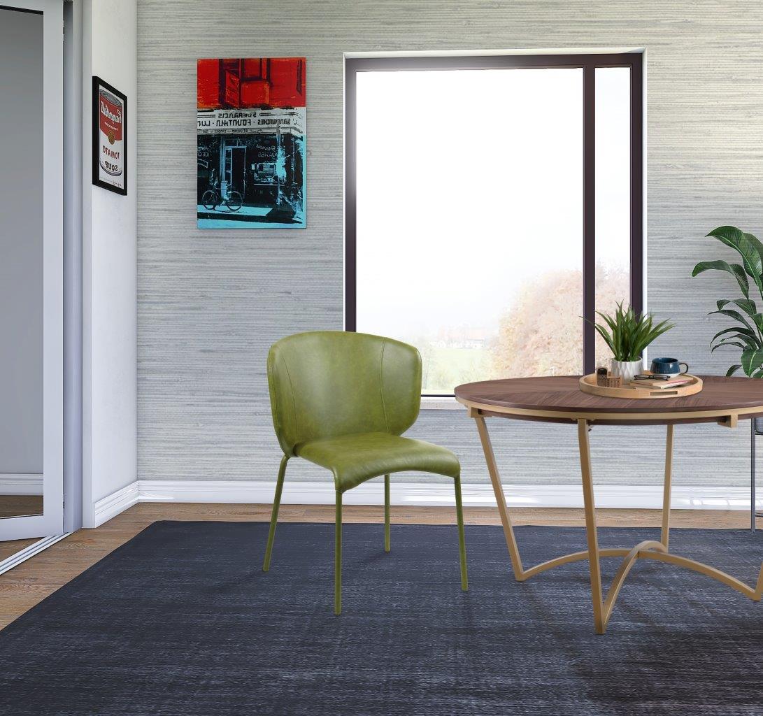 Drew Olive Green Faux Leather Dining Chair Set Of 2 1stopbedrooms