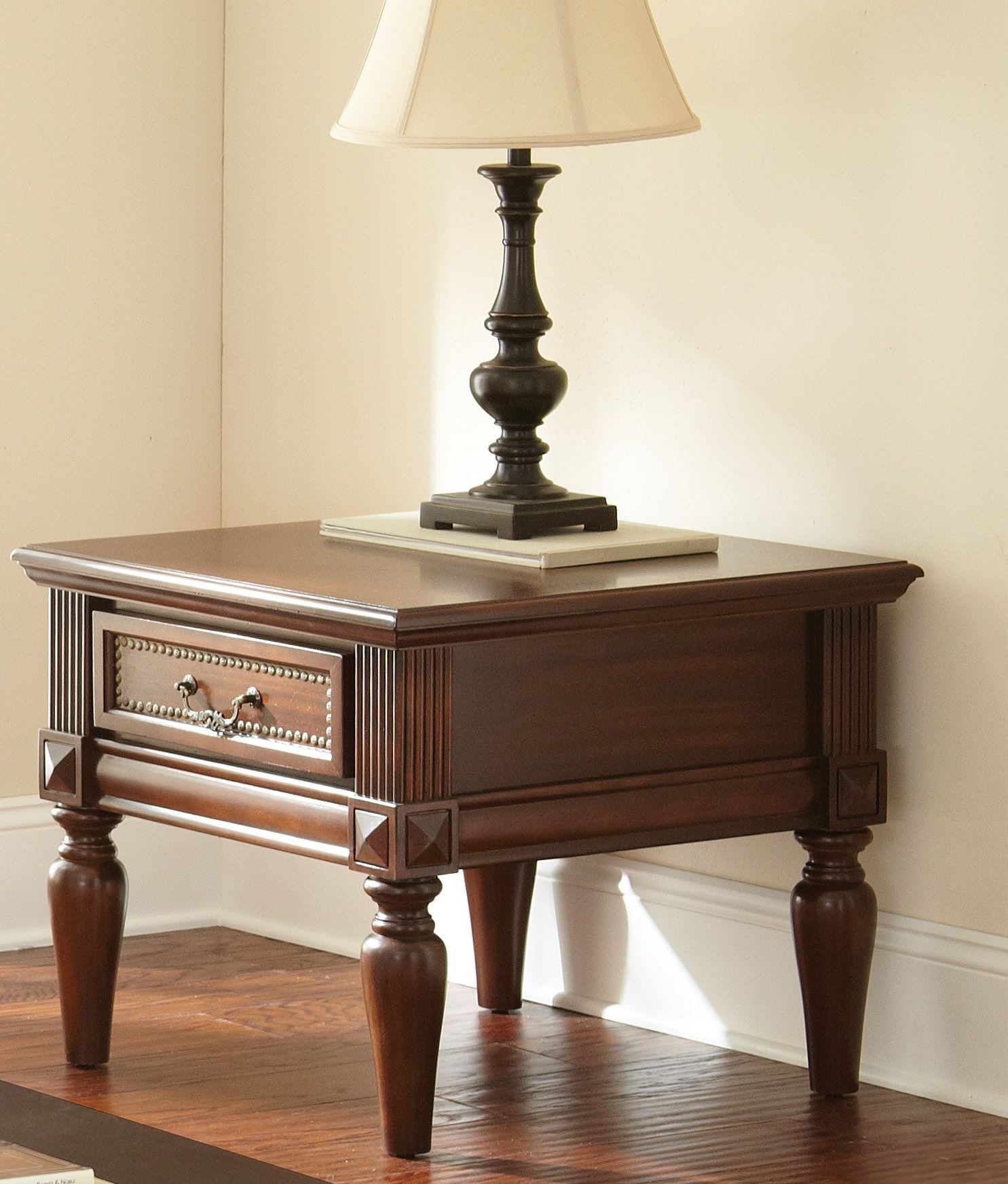 Davina Warm Cherry End Table 1stopbedrooms