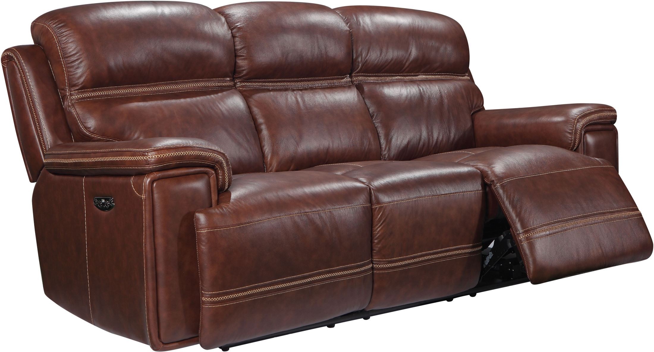 palma caramel brown italian leather reclining sofa