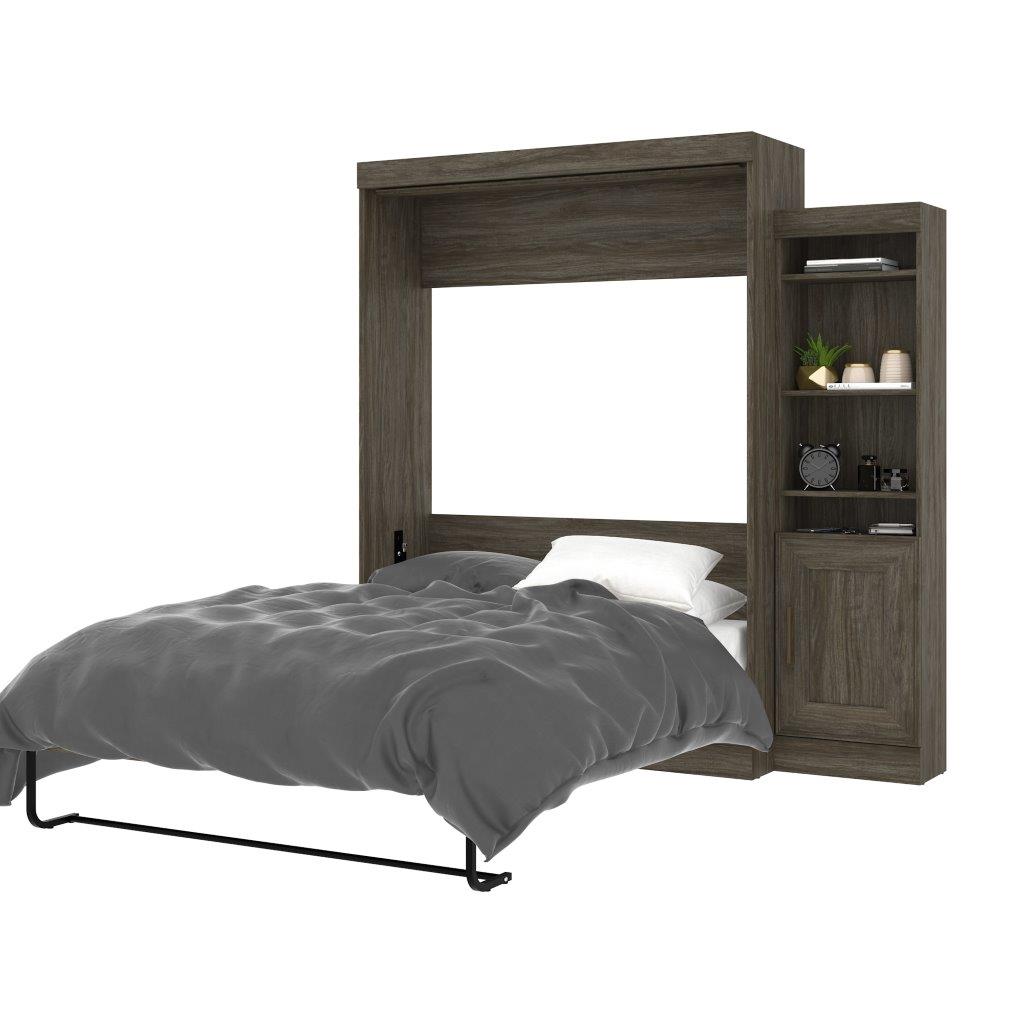 Edge by Bestar Queen Wall Bed with one 21 Inch Storage Unit in Walnut