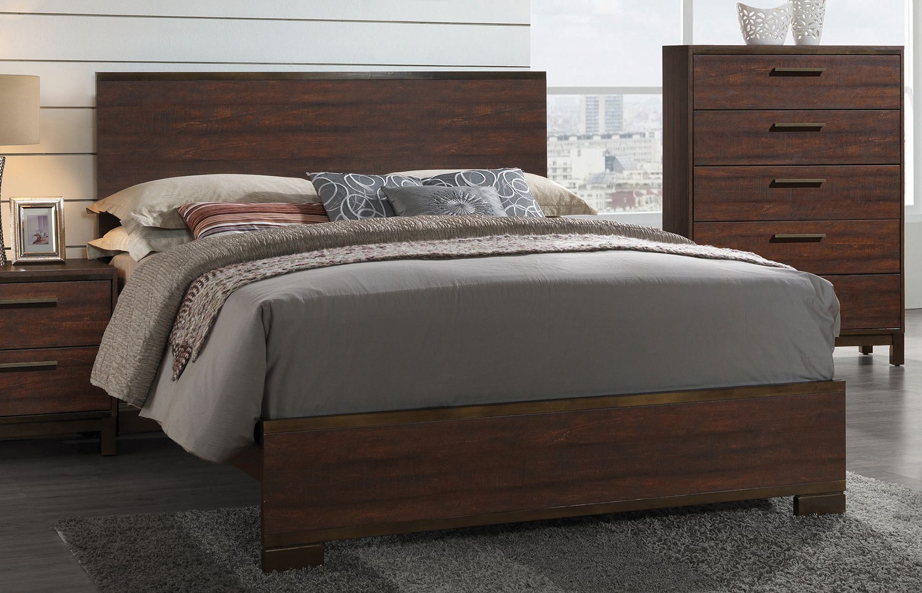 Edmonton Rustic Tobacco Platform Bedroom Set - 1StopBedrooms.