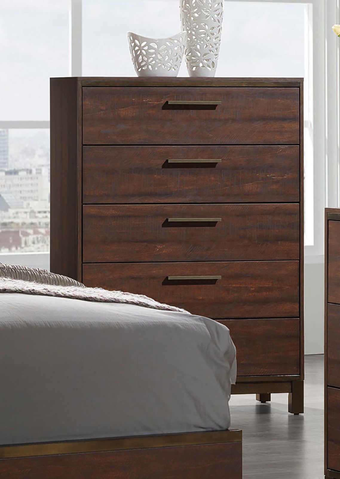 Edmonton Rustic Tobacco Platform Bedroom Set - 1StopBedrooms.