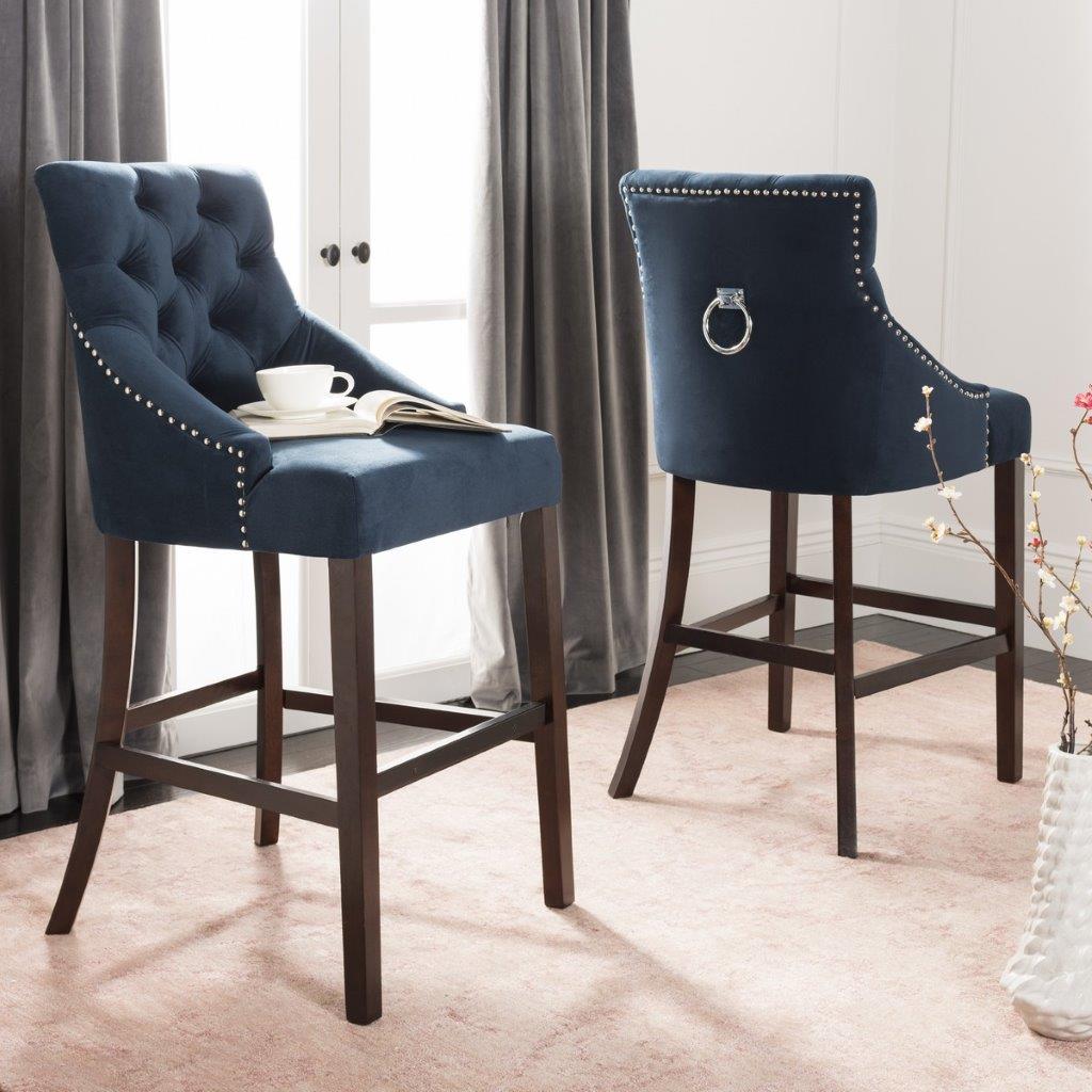 Eleni Navy Velvet Tufted Wing Back Bar Stool Set Of 2 1stopbedrooms Brittany upholstered counter stool with nailheads. 1stopbedrooms