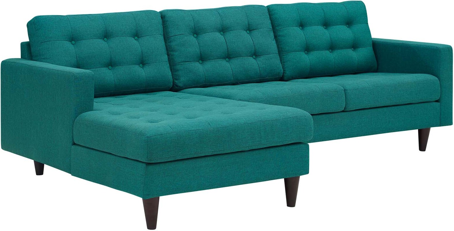 Empress Teal Left Facing Upholstered Fabric Sectional Sofa Eei 1666 Tea 1stopbedrooms
