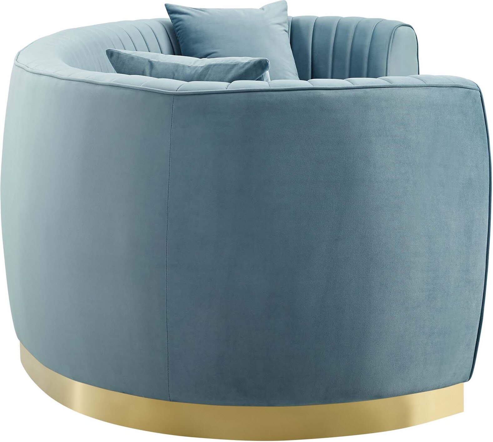 Enthusiastic Light Blue Vertical Channel Tufted Curved Performance