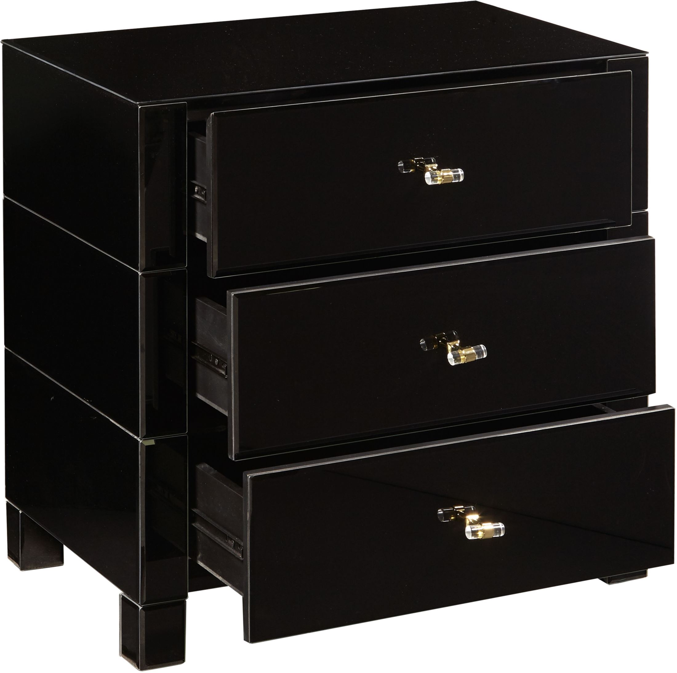 Black Mirror Three Drawer Chest