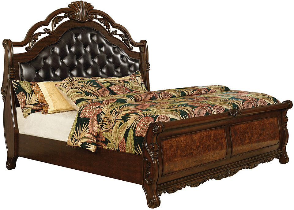 Exeter Dark Brown Upholstered Panel Bedroom Set ...