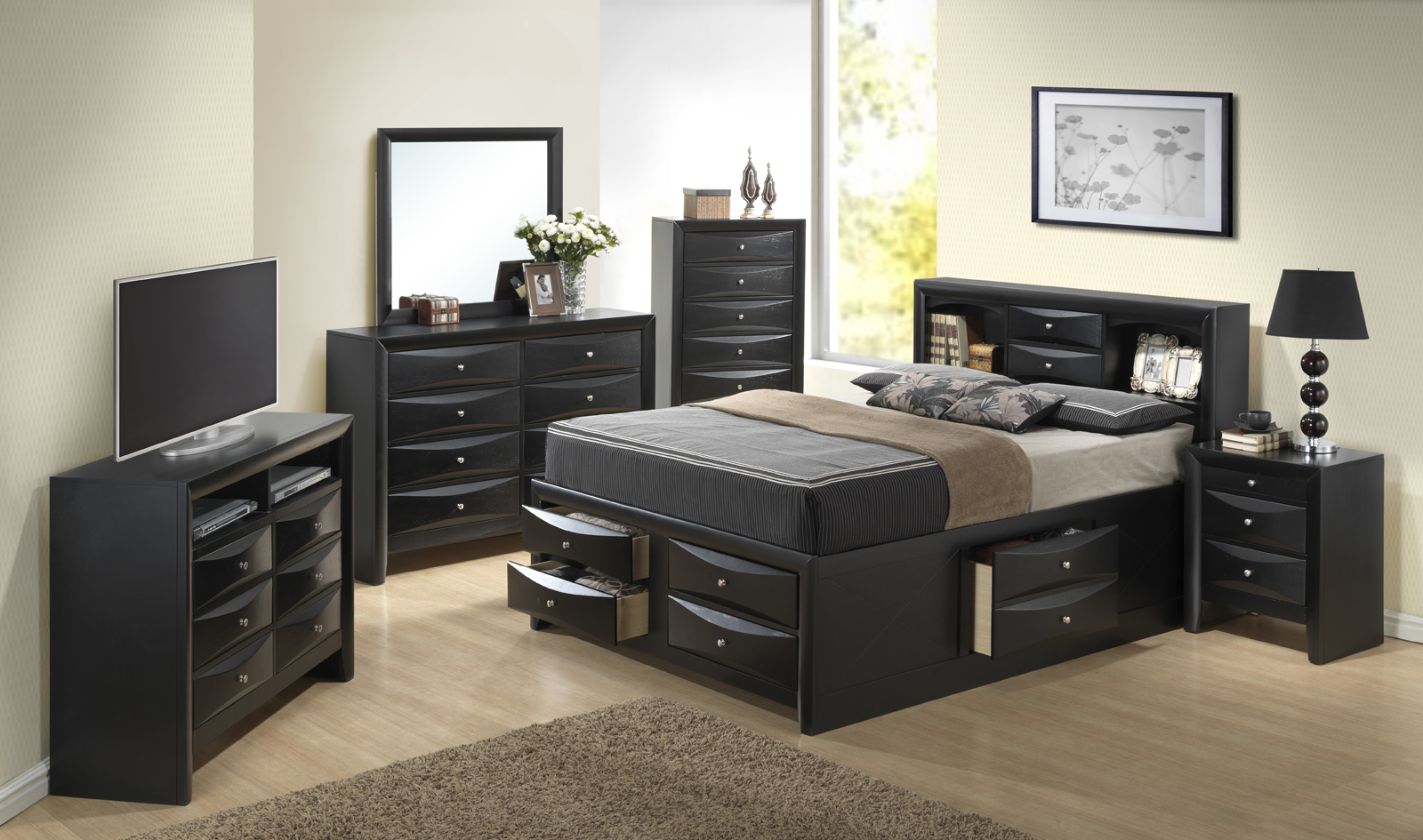 Glory Furniture G1500 Full Storage Bed in Black G1500GFSB3