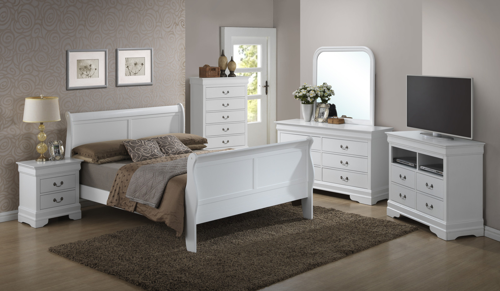Glory Furniture G3190 Full Bed in White G3190A-FB - 1StopBedrooms.