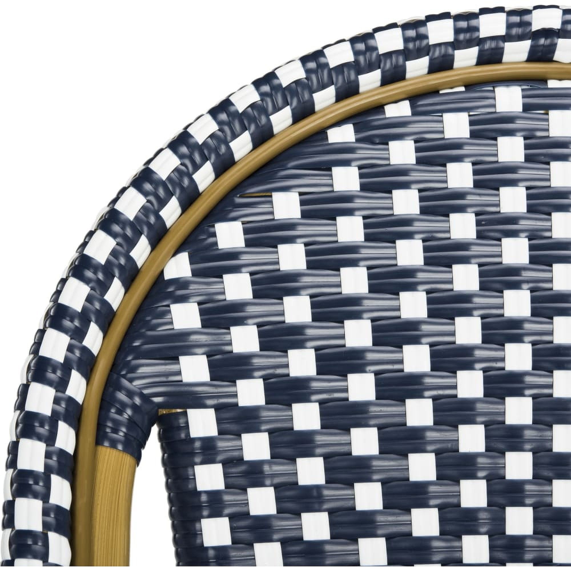 Safavieh PAT4008A Collection Ford Navy and White Indoor//Outdoor Stacking French Bistro Bar Stool