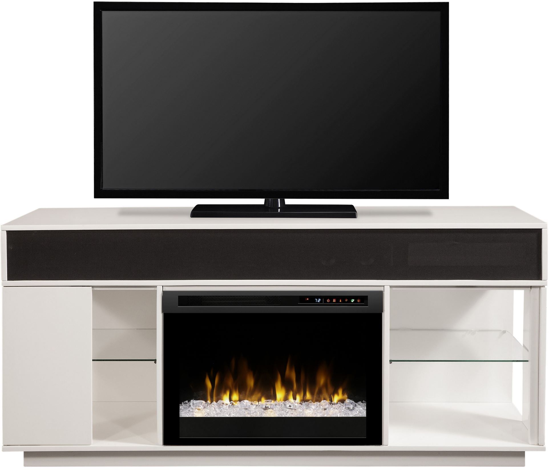 Audio Flex Lex White Media Console With Acrylic Ice Xhd Firebox