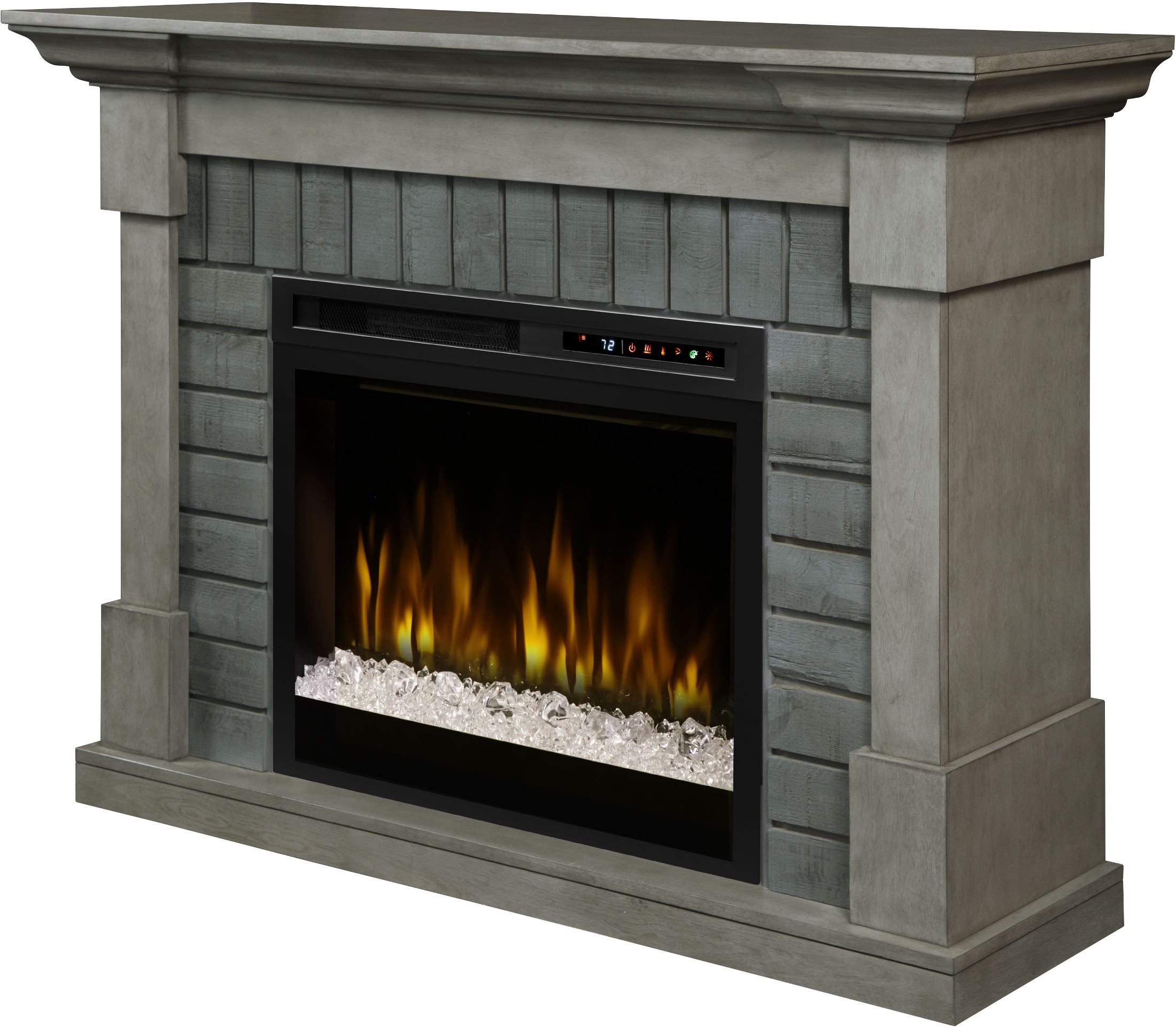 Royce Grey Electric Fireplace Mantel With Acrylic Ice Xhd Firebox