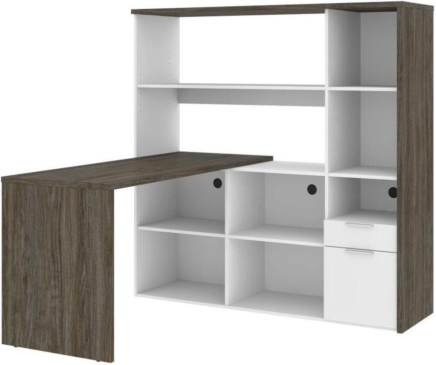 Gemma L Shaped Desk Walnut Grey And White 1stopbedrooms Gray color (hardware) silver depth: 1stopbedrooms