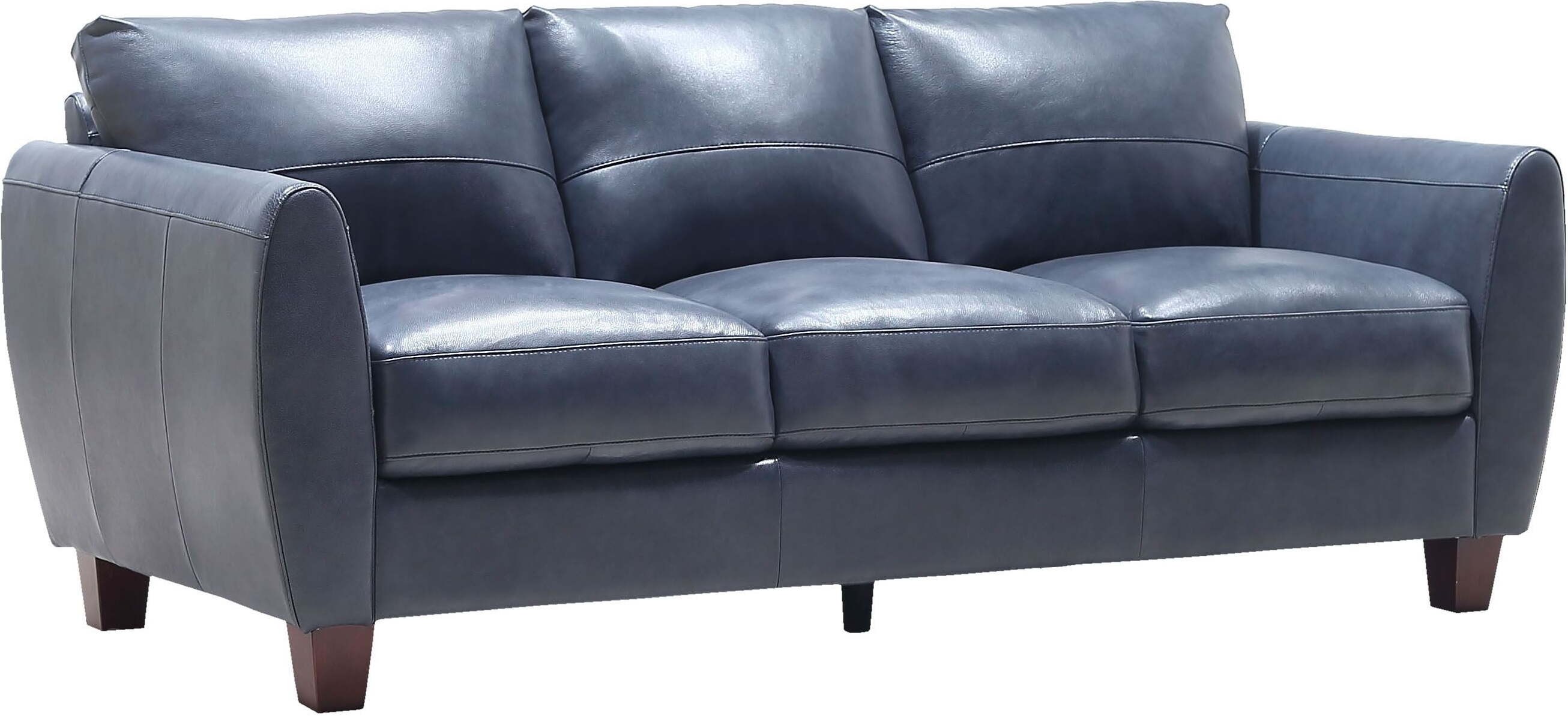 leather and blue sofa