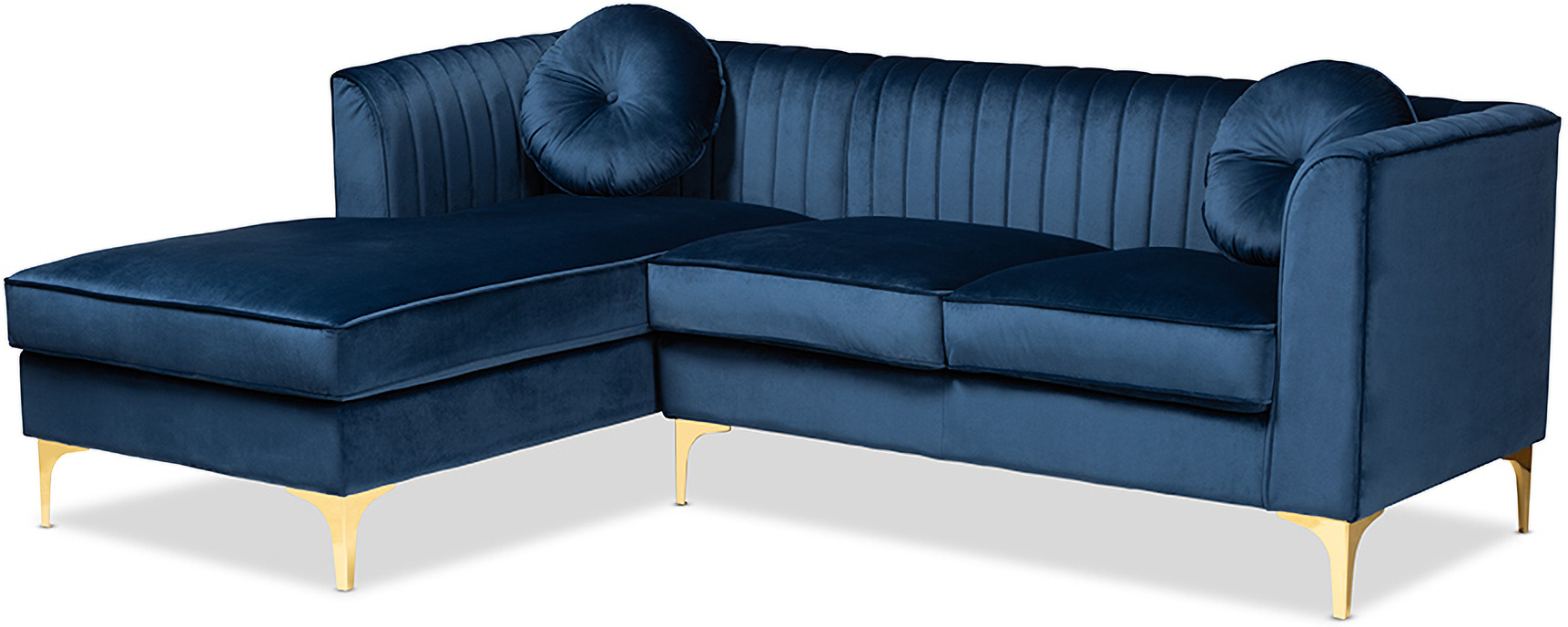 Giselle Glam And Luxe Navy Blue Velvet Fabric Upholstered Mirrored