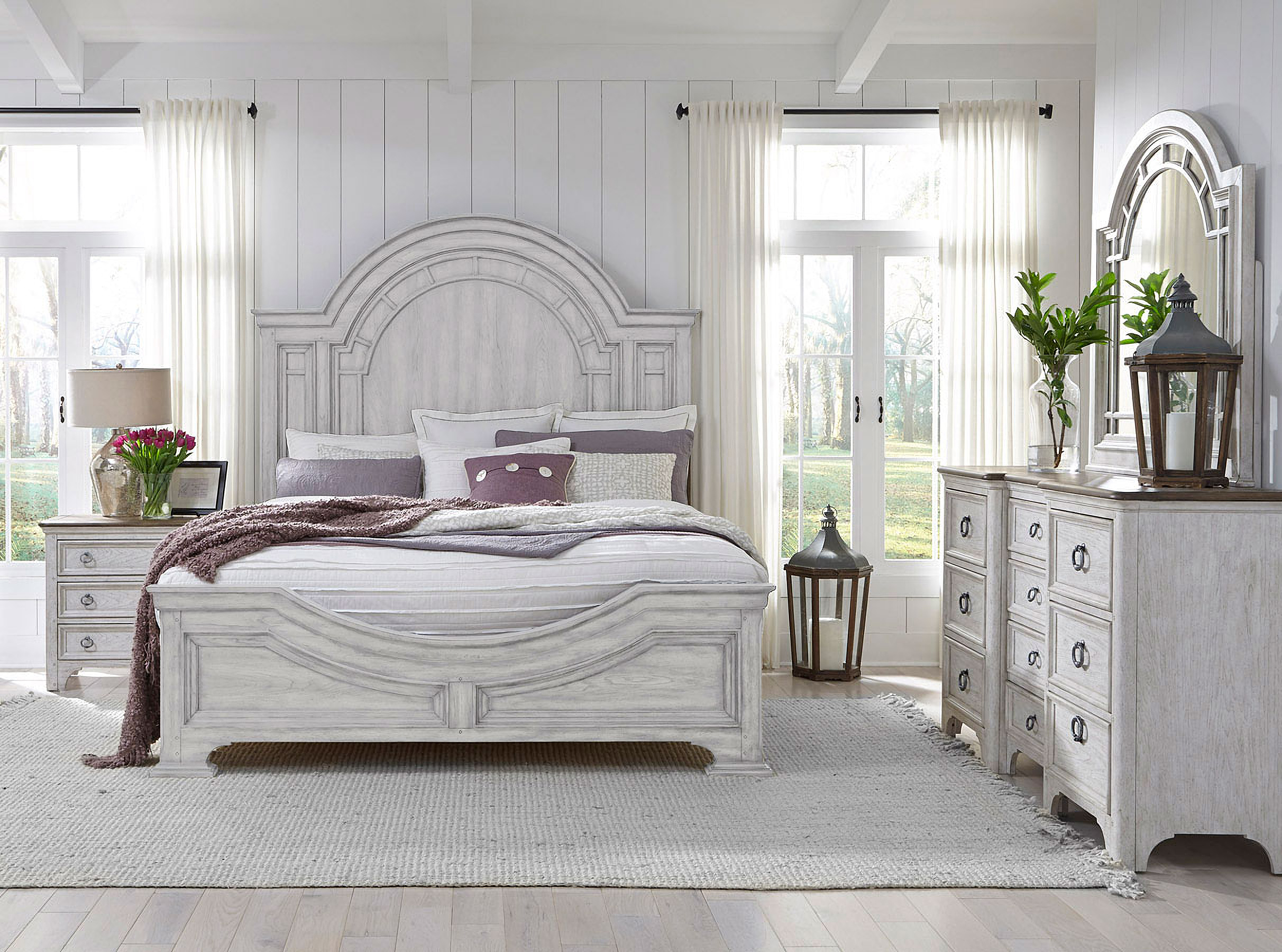 Glendale Estates Panel Bedroom Set Distressed White 1stopbedrooms