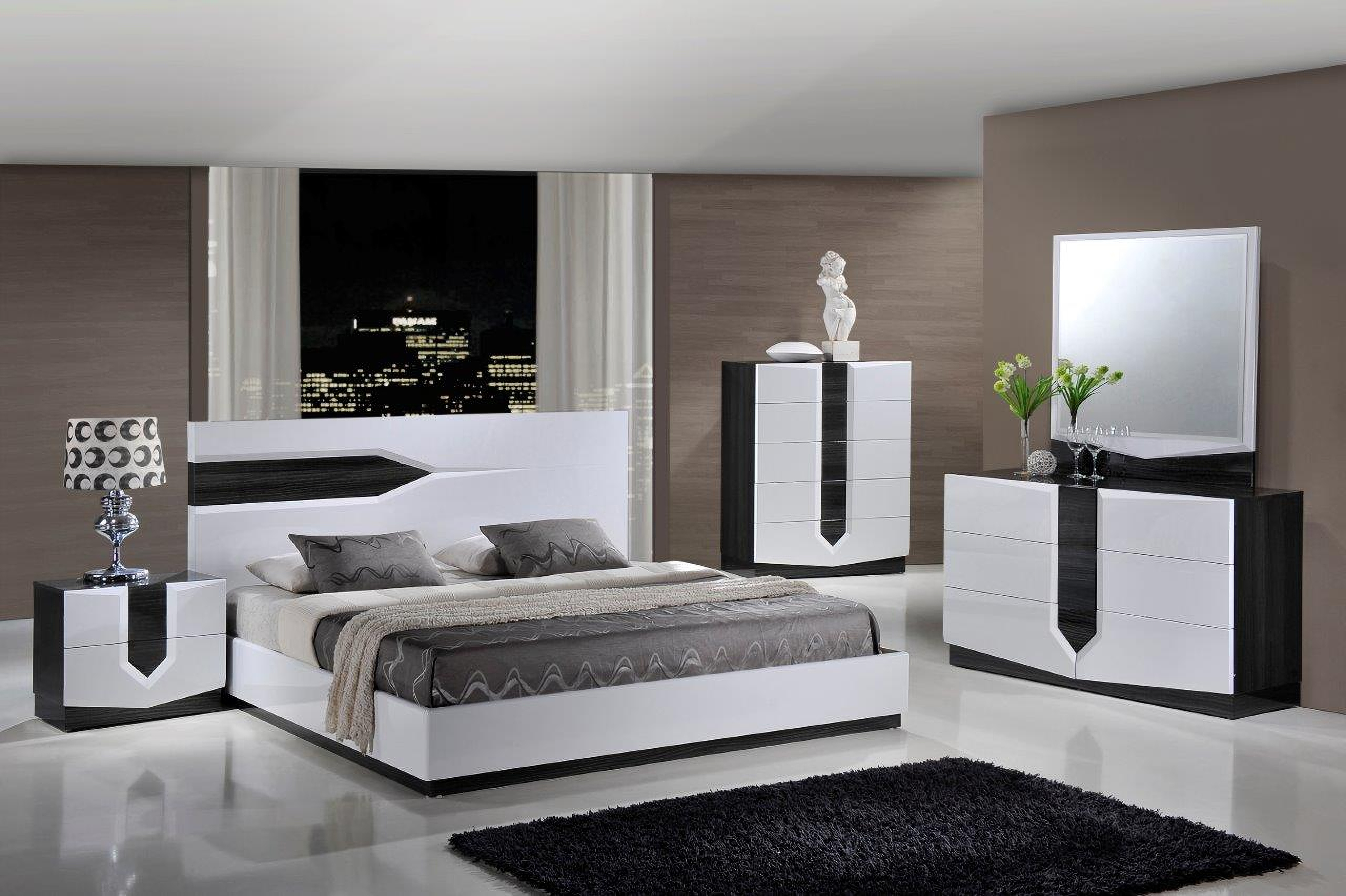 Global Furniture Hudson Platform Bedroom Set In Zebra Grey White 1stopbedrooms