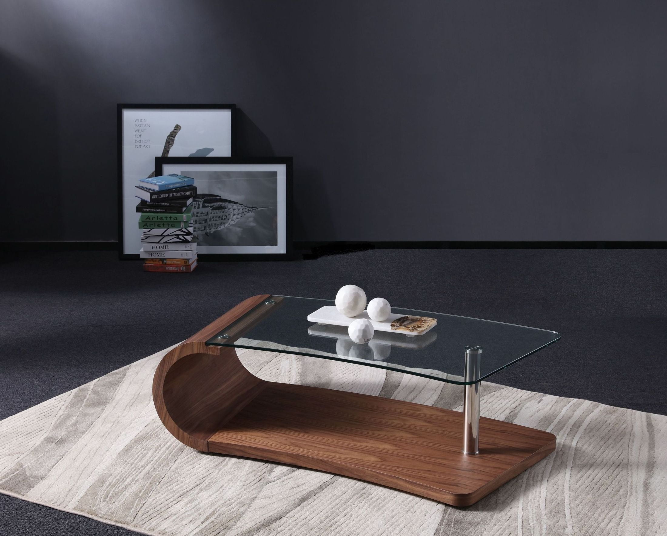 Walnut And Glass Coffee Table Grace Walnut and Glass Coffee Table - 1StopBedrooms.