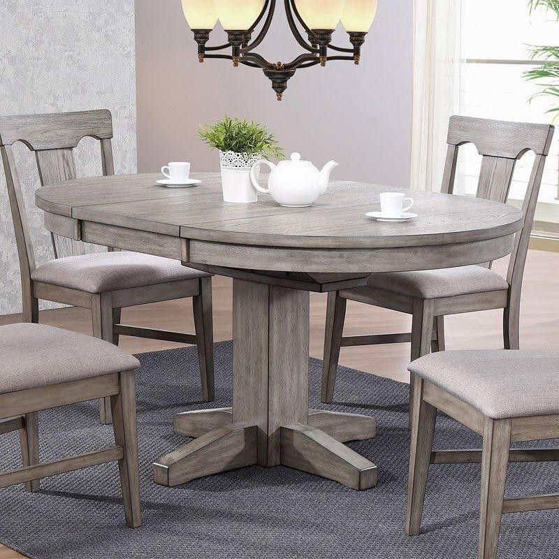 Graystone Burnished Gray Round, Round Extendable Dining Table Set