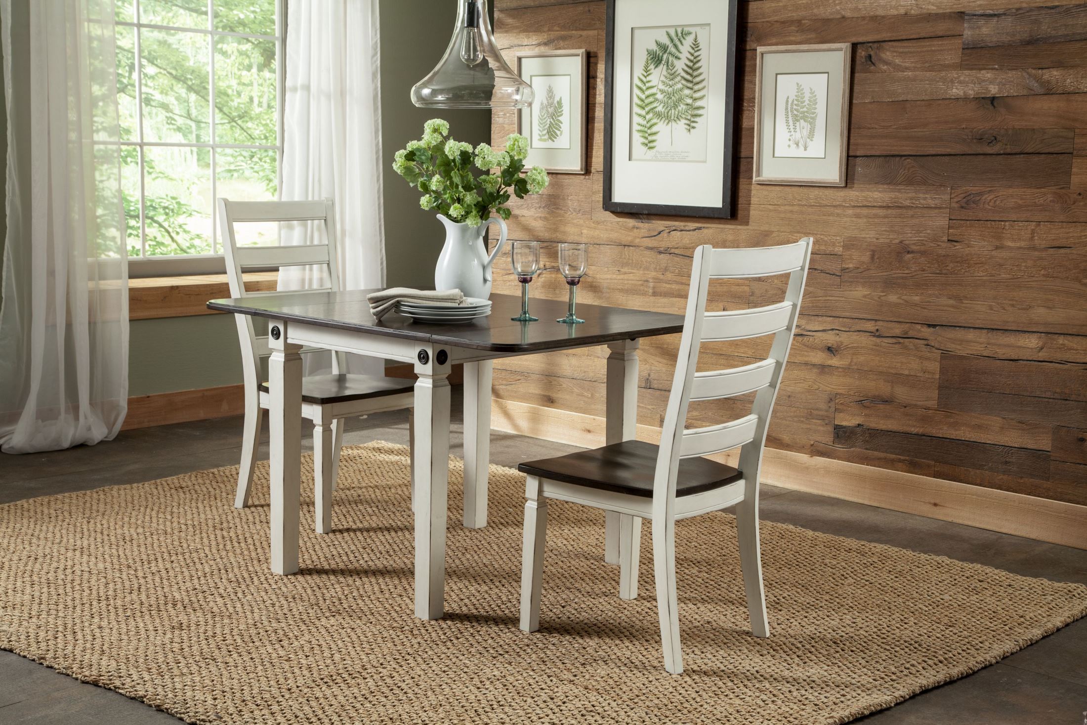Glennwood Rubbed White and Charcol Drop Leaf Dining Table ...