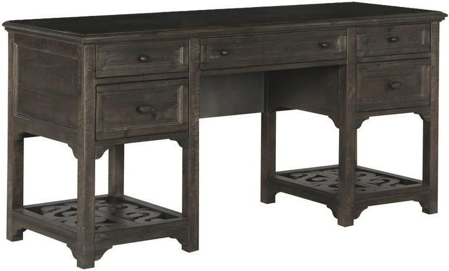 Bellamy Deep Weathered Pine Desk with Hutch 1StopBedrooms.