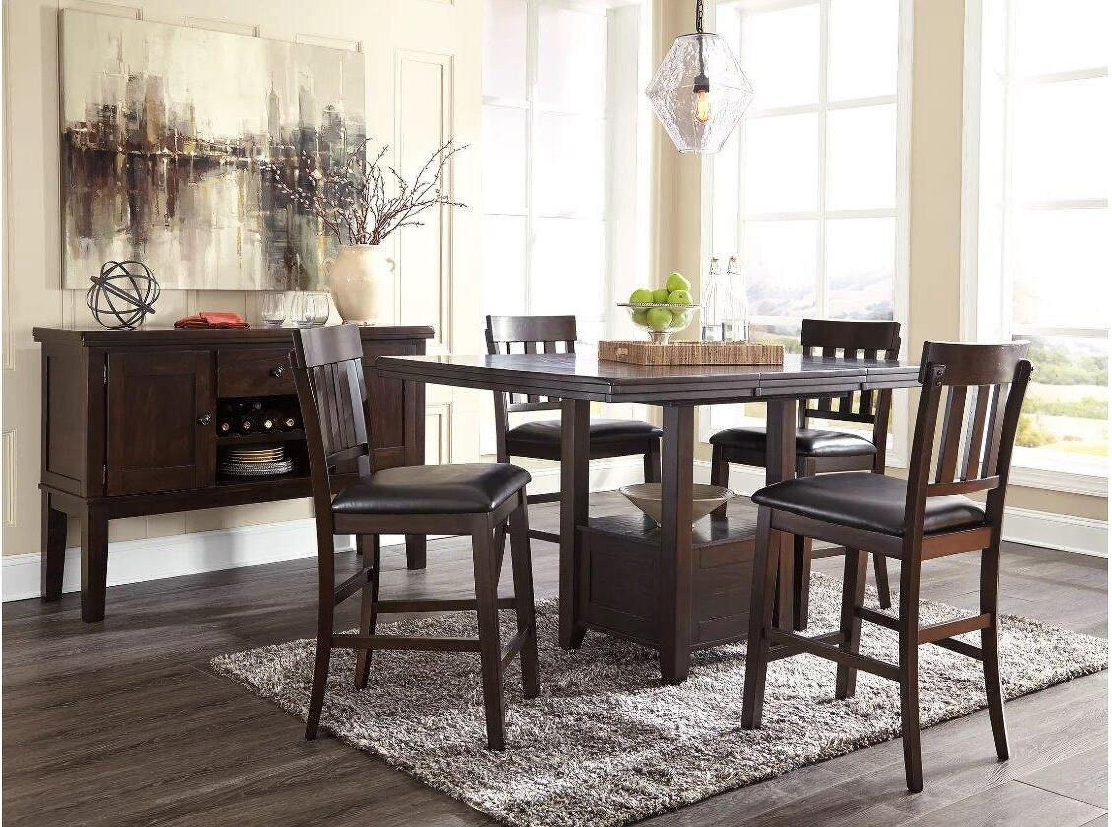 Haddigan Dark Brown Rectangular Extendable Counter Height ...
