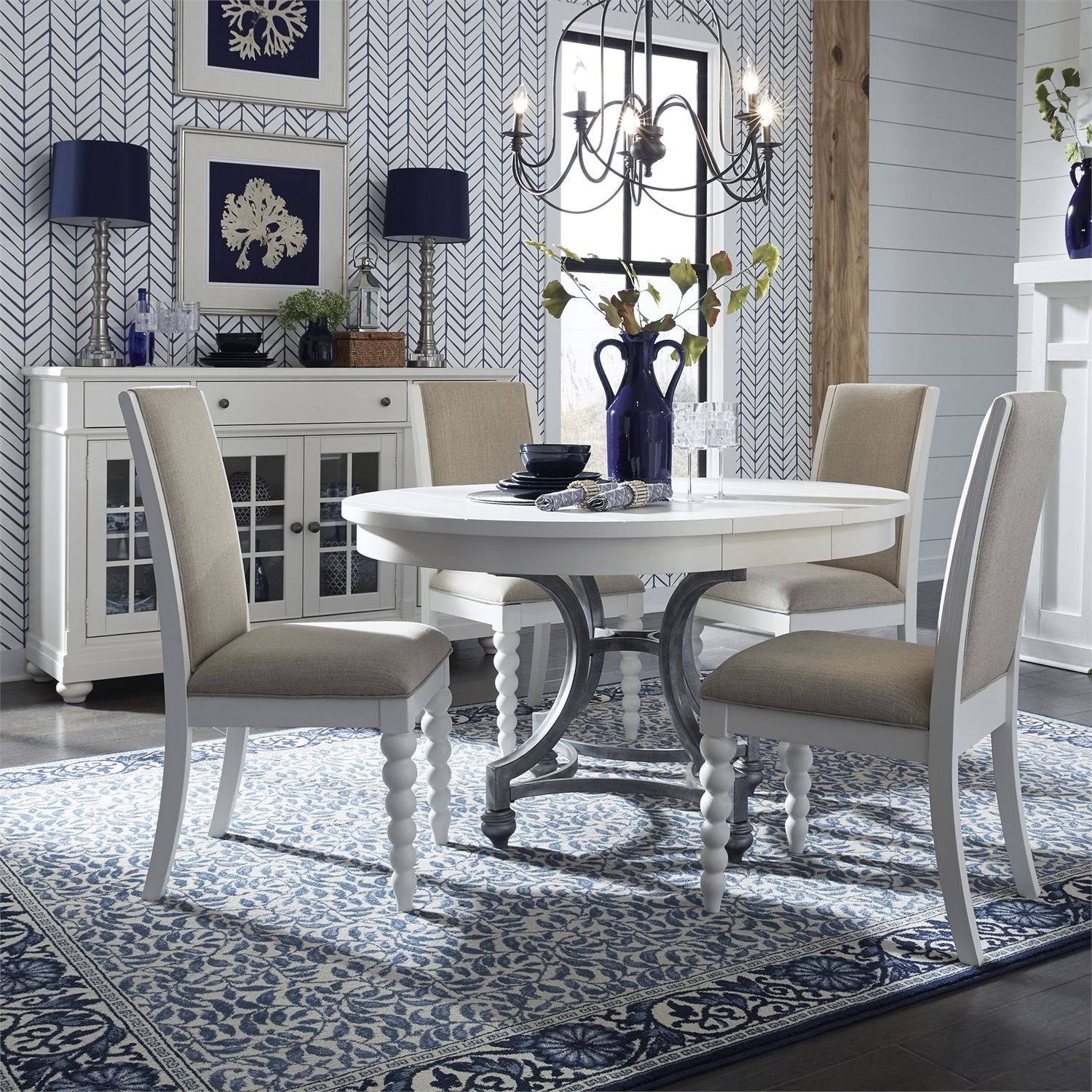 Harbor View Ii Round Dining Room Set W Upholstered Chairs 1stopbedrooms