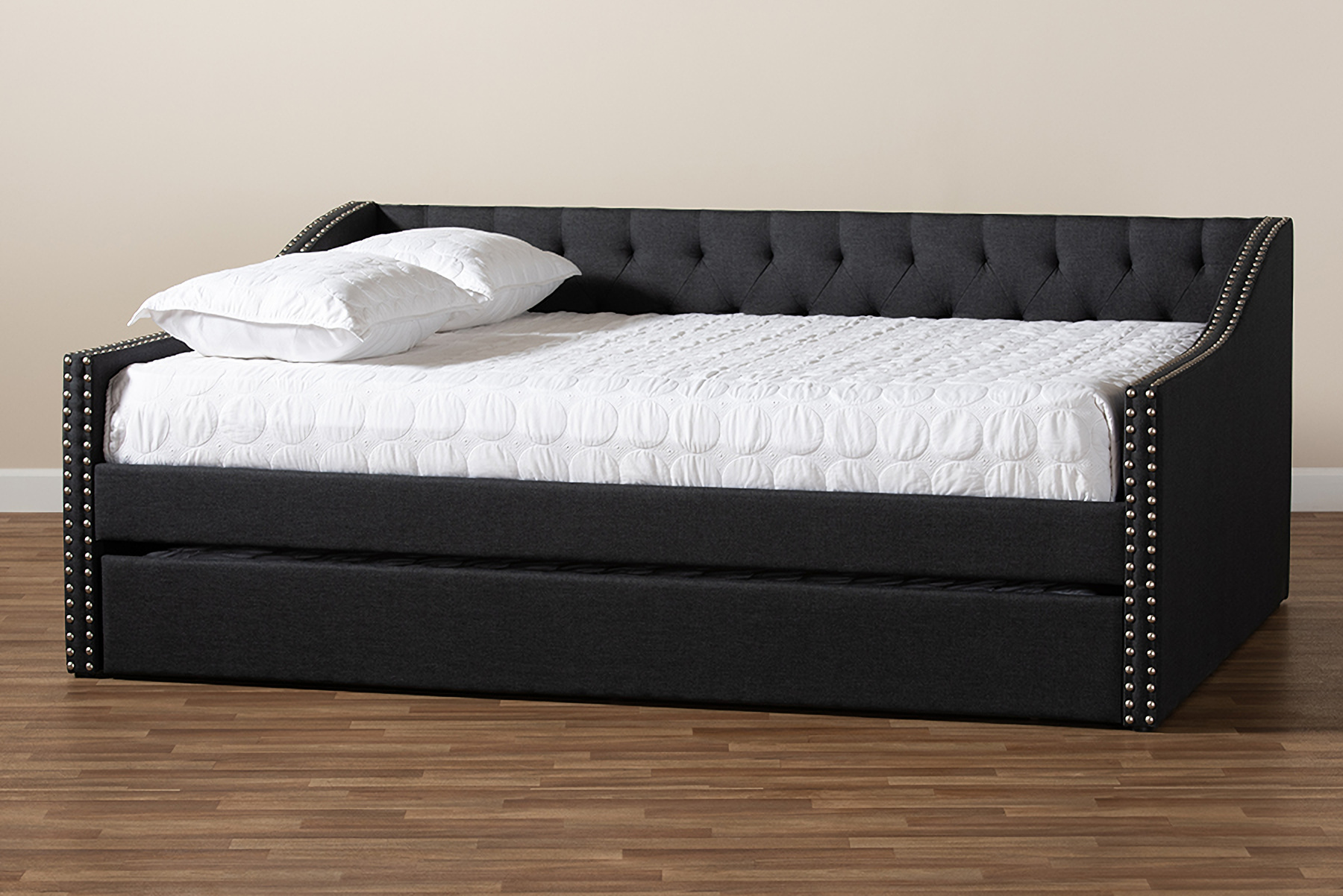 Haylie Modern And Contemporary Dark Grey Fabric ...