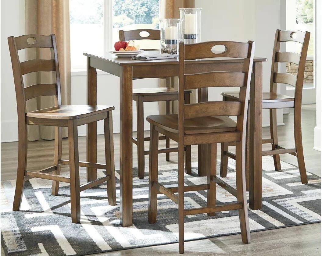 Hazelteen Medium Brown 5 Piece Square Counter Height Dining Room Set 1stopbedrooms