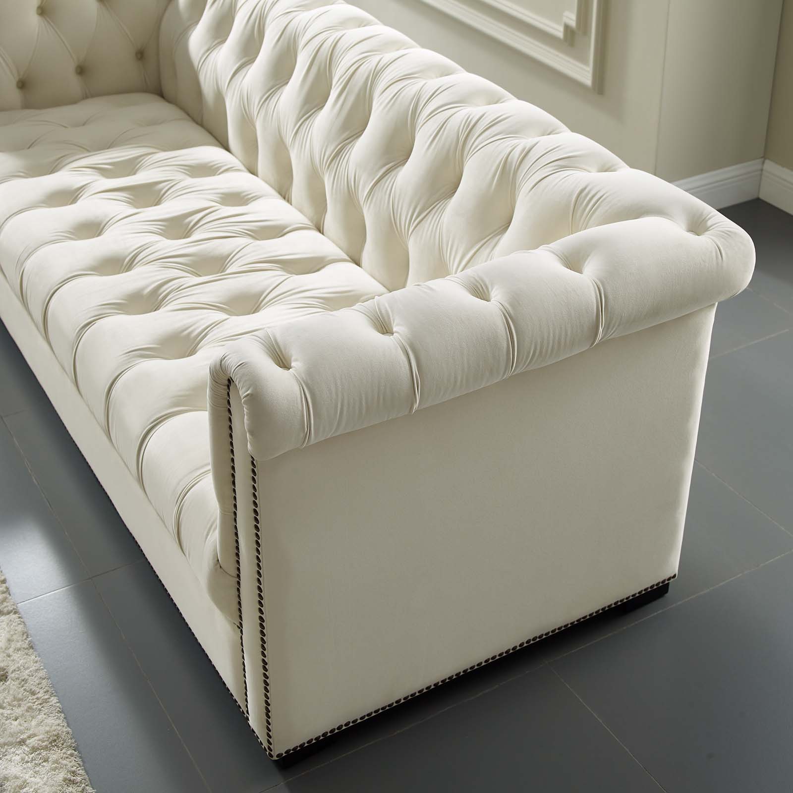 Heritage Ivory Performance Velvet Sofa EEI3064IVO 1StopBedrooms.