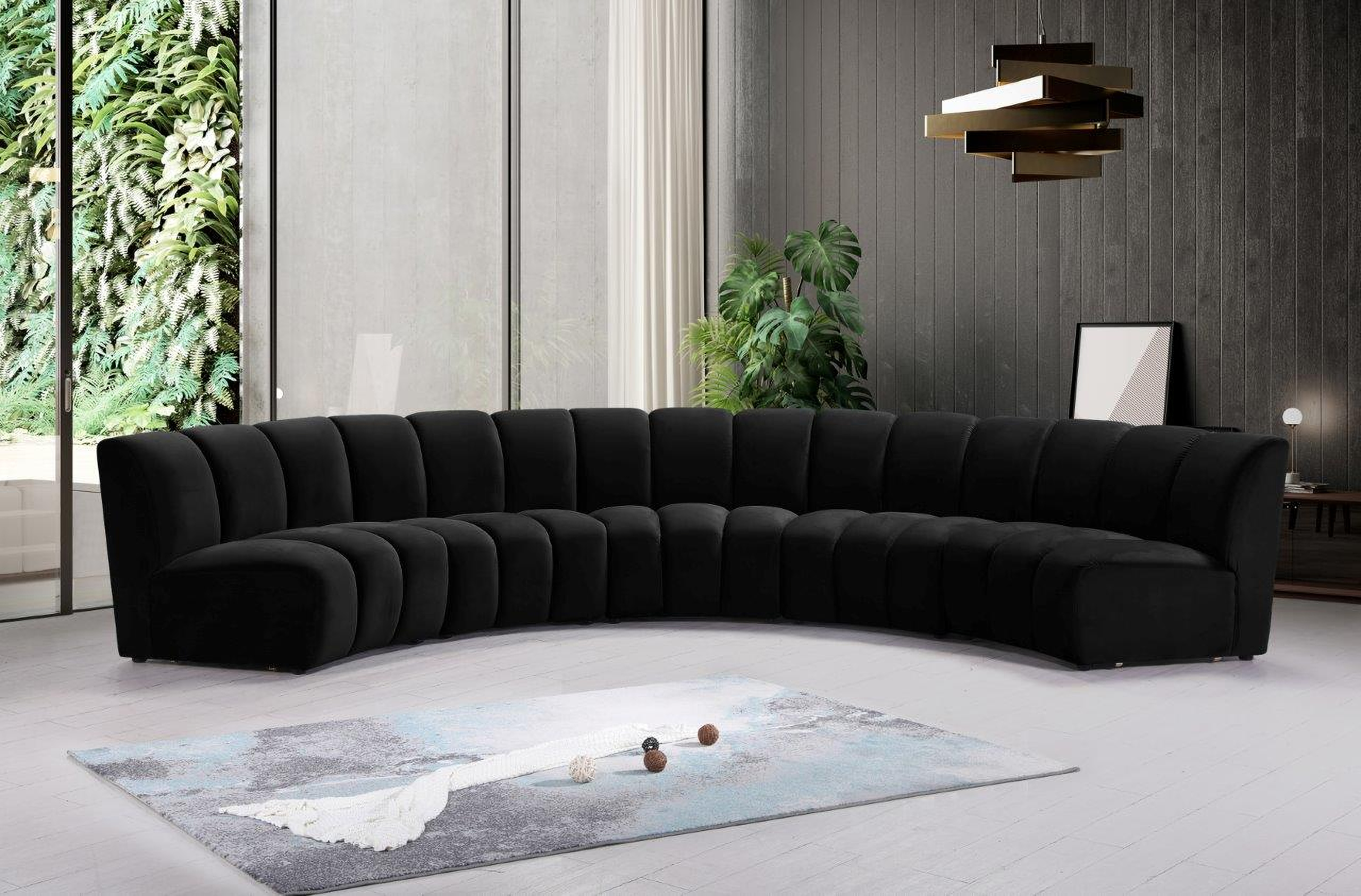 Infinity Black Velvet 5pc. Modular Sectional - 1StopBedrooms.