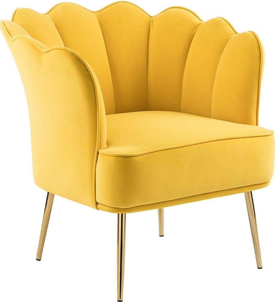 Jester Yellow Velvet Accent Chair - 1StopBedrooms.