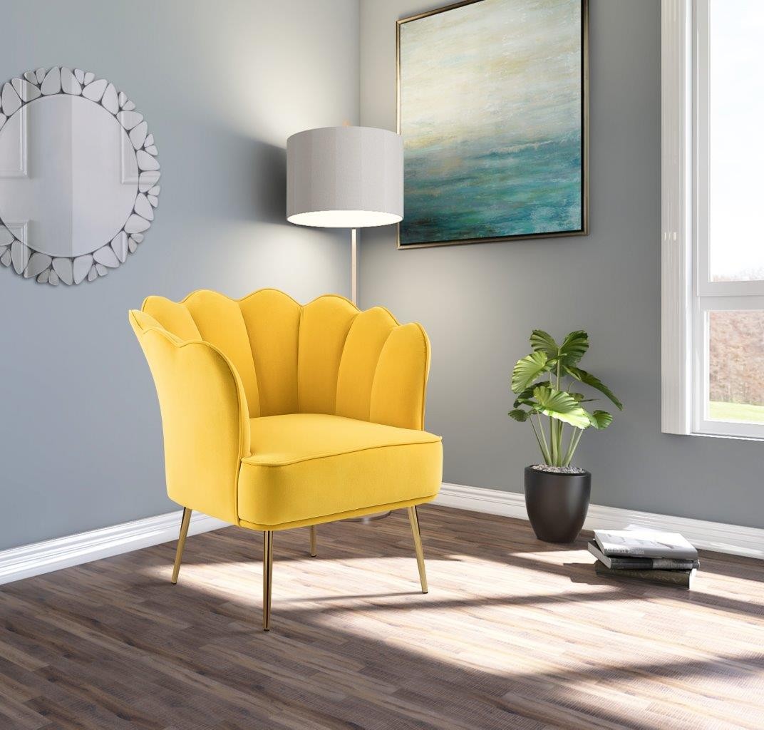 Jester Yellow Velvet Accent Chair - 1StopBedrooms.