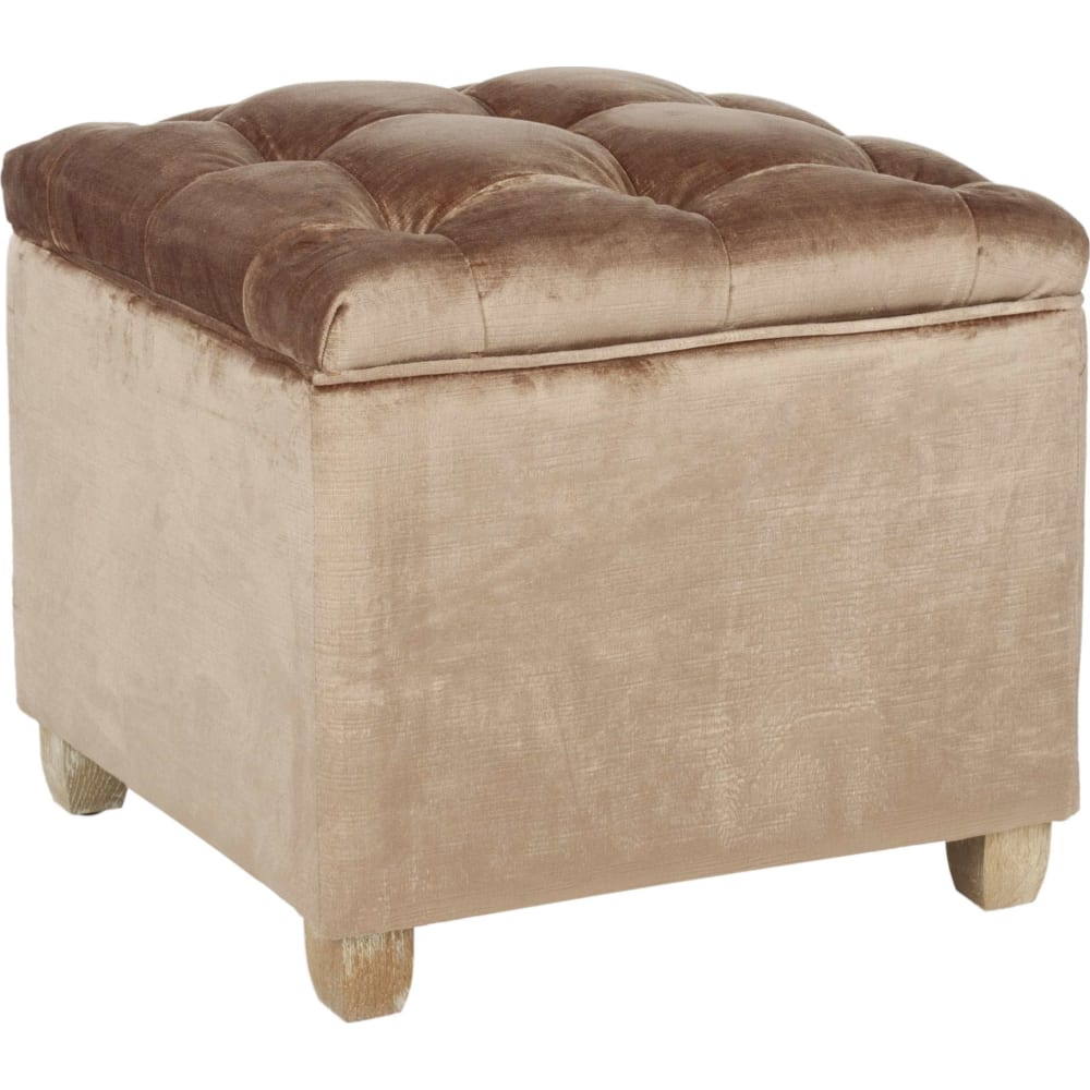 Joanie Mink Brown And Pickled Oak Tufted Ottoman 1stopbedrooms