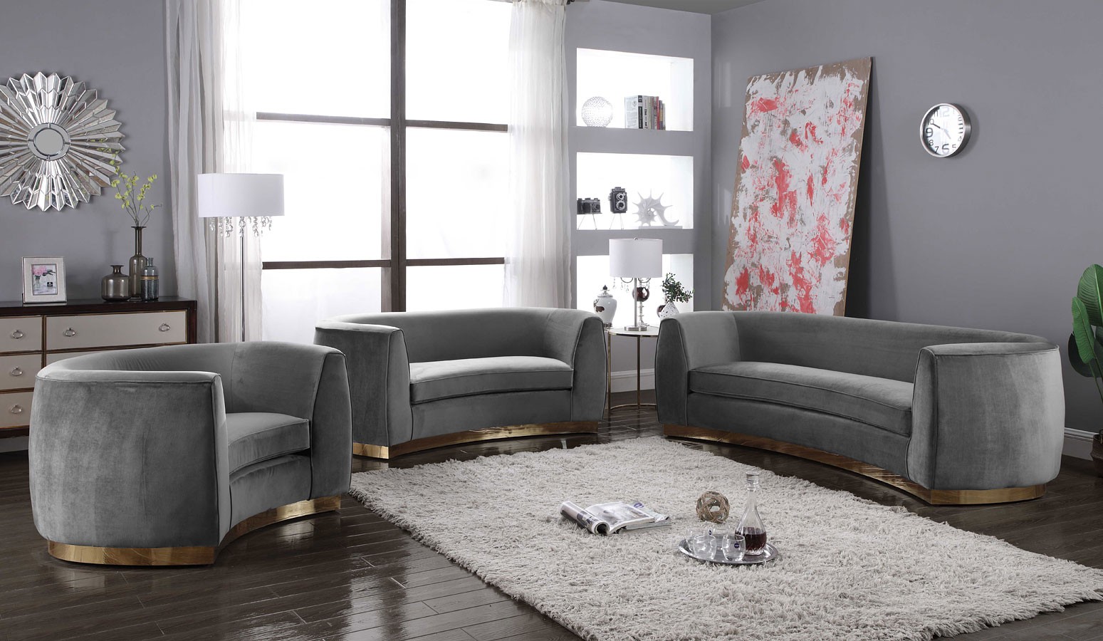 Grey And Gold Living Room Set