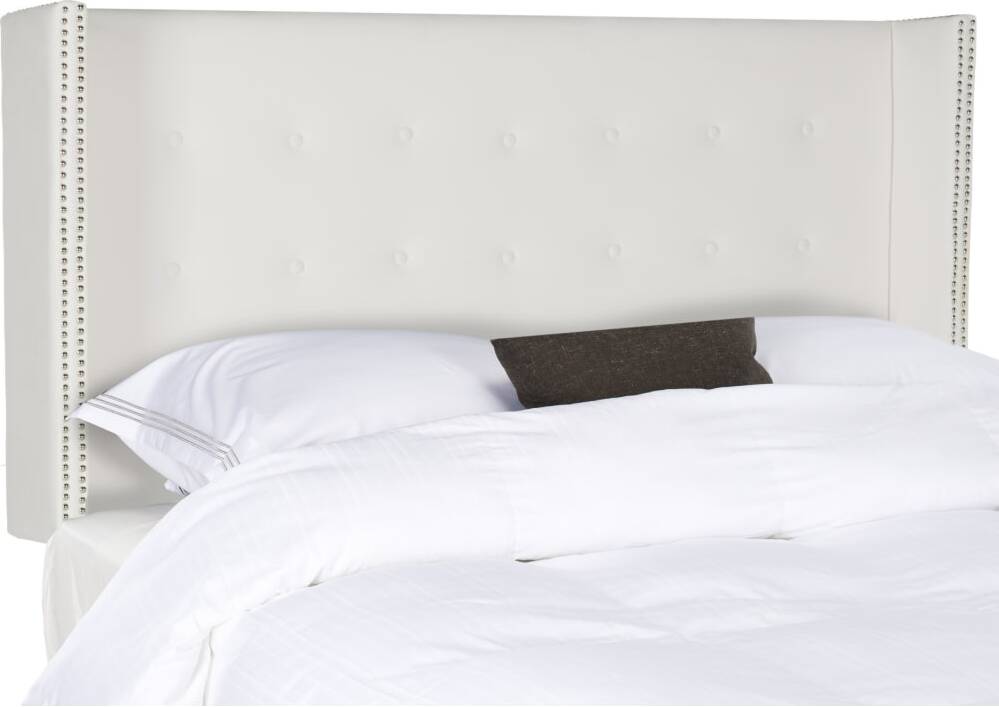 Keegan White Full Velvet Tufted Winged Headboard With Silver Nailhead Detail 1stopbedrooms The winged curbed floor headboard enhances the finishing look. keegan white full velvet tufted winged headboard with silver nailhead detail
