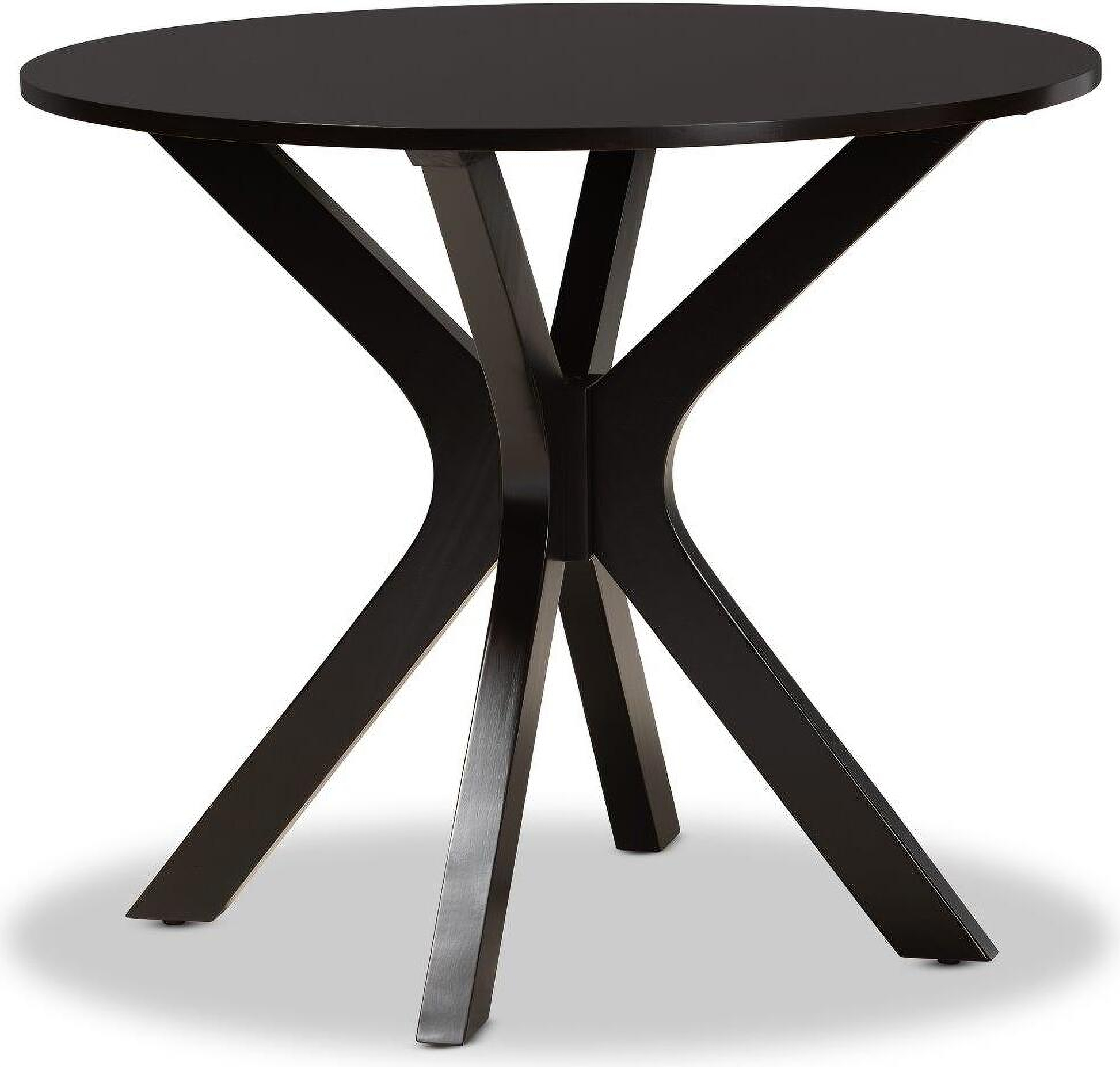 Kenji Modern And Contemporary Dark Brown Finished 35 Inch Wide Round Wood Dining Table 1stopbedrooms