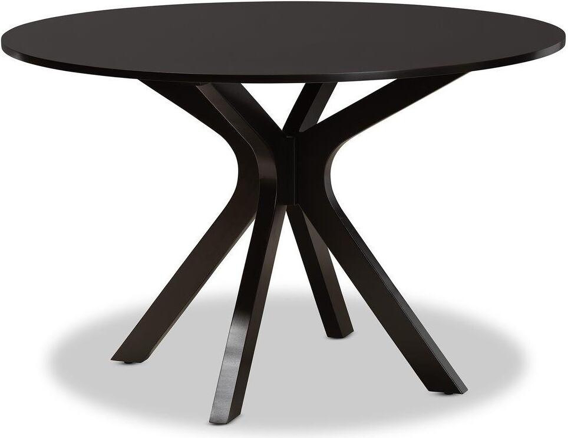 Kenji Modern And Contemporary Dark Brown Finished 48 Inch Wide Round Wood Dining Table 1stopbedrooms