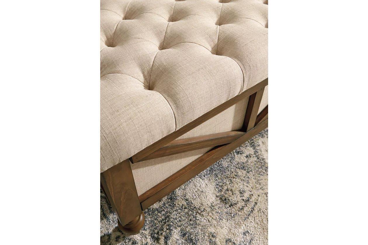 Kyleman Beige and Brown Storage Ottoman 1StopBedrooms.