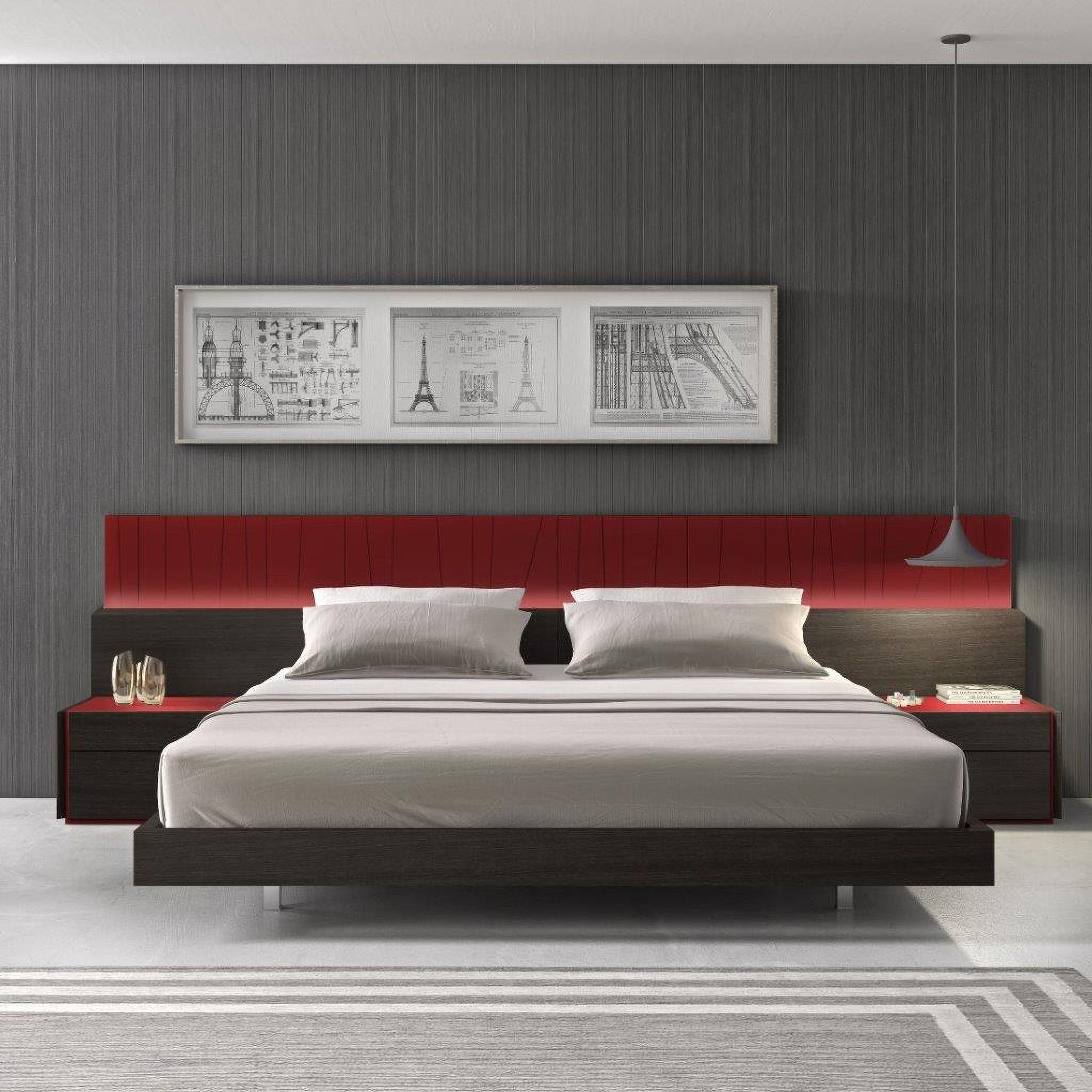 Lagos Natural Light Grey Lacquer Platform Bedroom Set 1stopbedrooms Light up your red bedroom with an eclectic lamp. lagos natural light grey lacquer platform bedroom set by j m