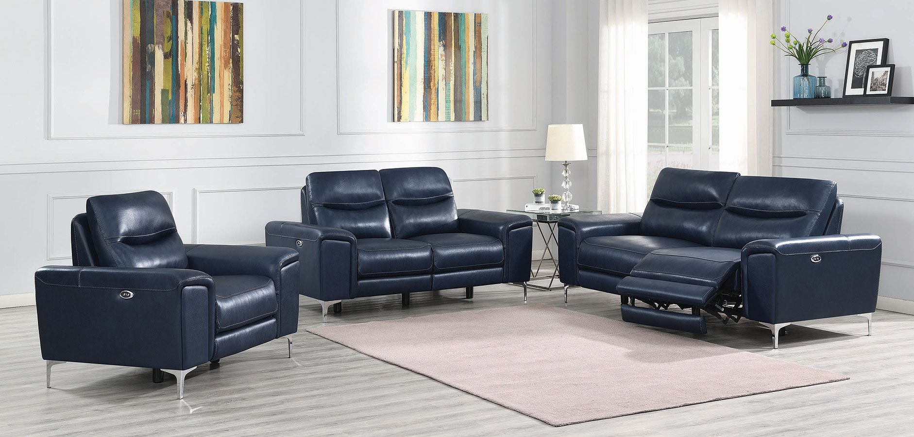 Largo Power Reclining Living Room Set Ink Blue 1stopbedrooms