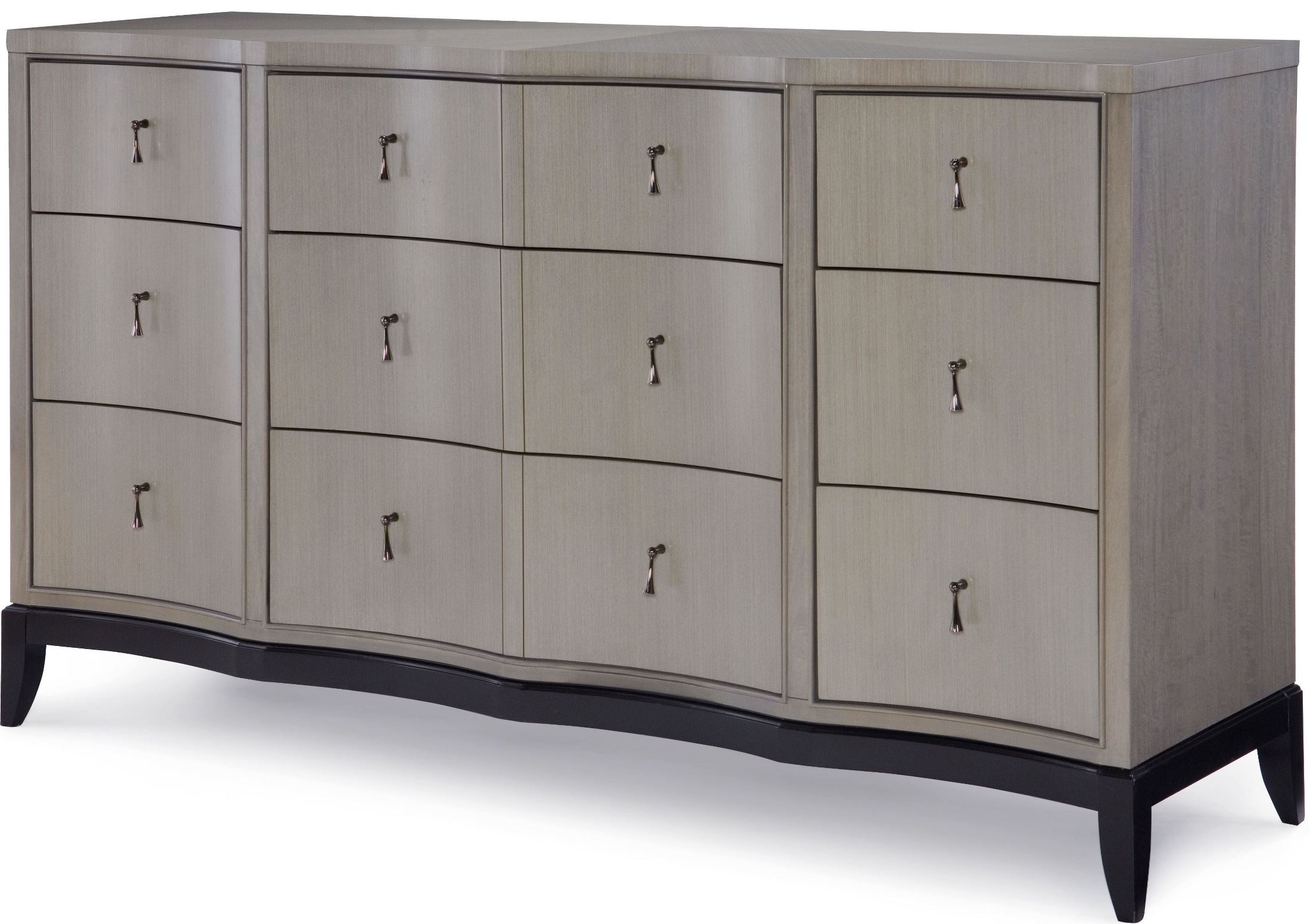 Symphony Platinum Black Tie 9 Drawers Dresser 1stopbedrooms