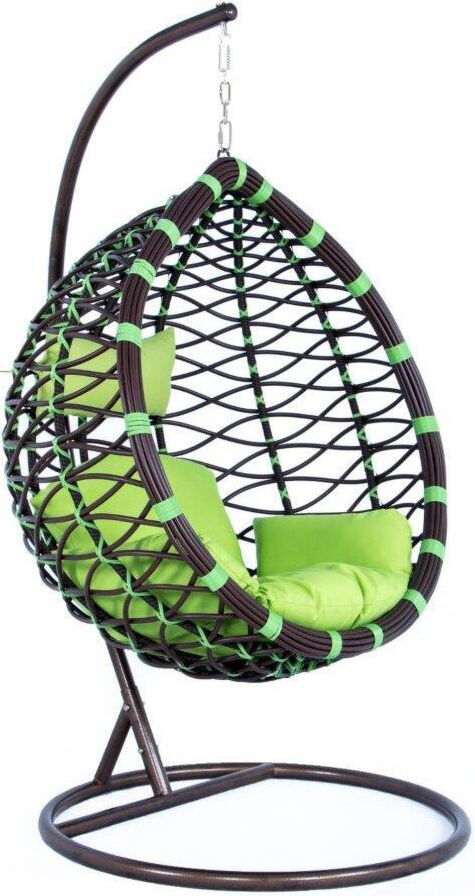 Leisuremod Egg Green Wicker Hanging Swing Chair 1stopbedrooms