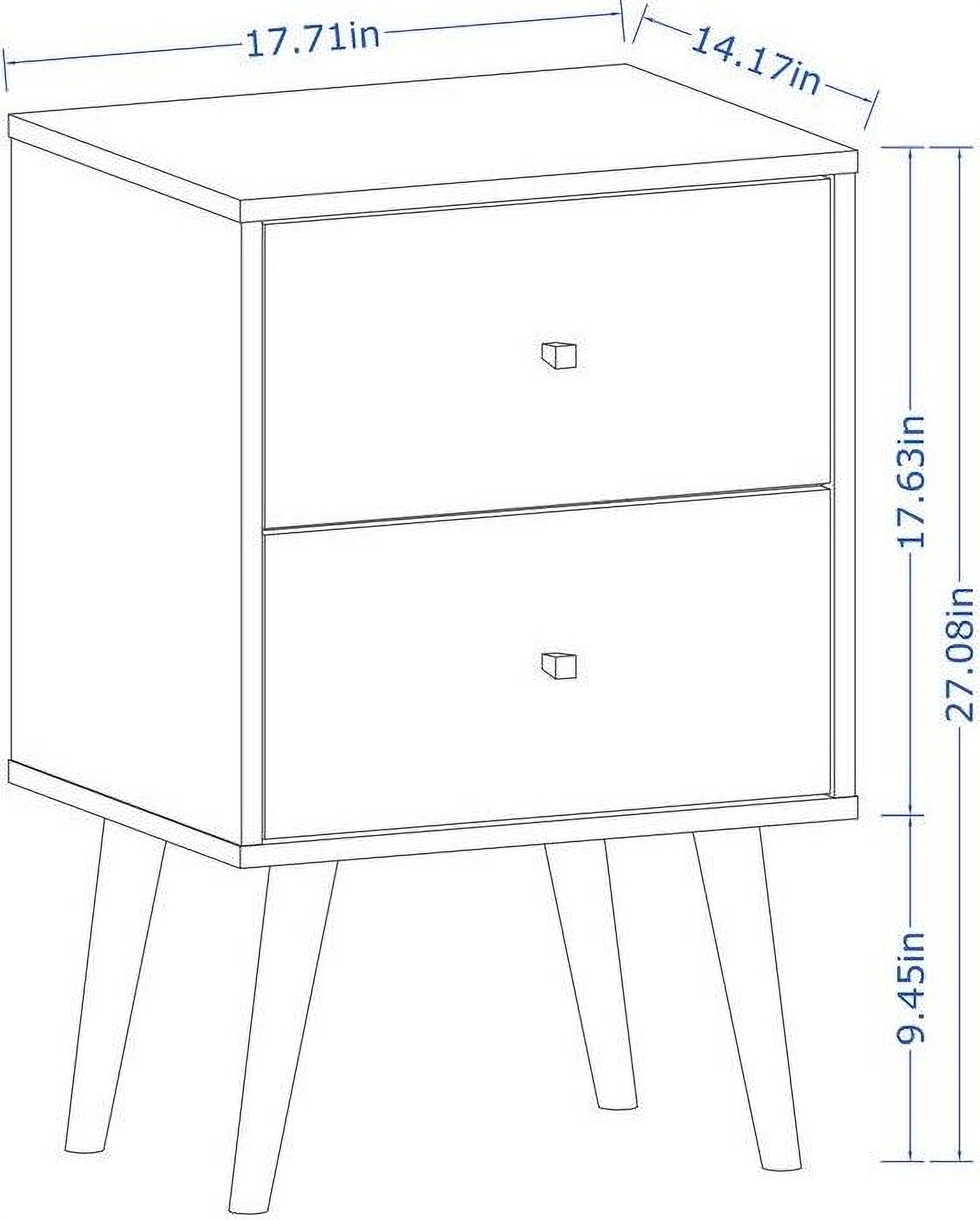 Liberty Mid Century Modern Nightstand 2 0 With 2 Full Extension Drawers In White With Solid Wood Legs 1stopbedrooms
