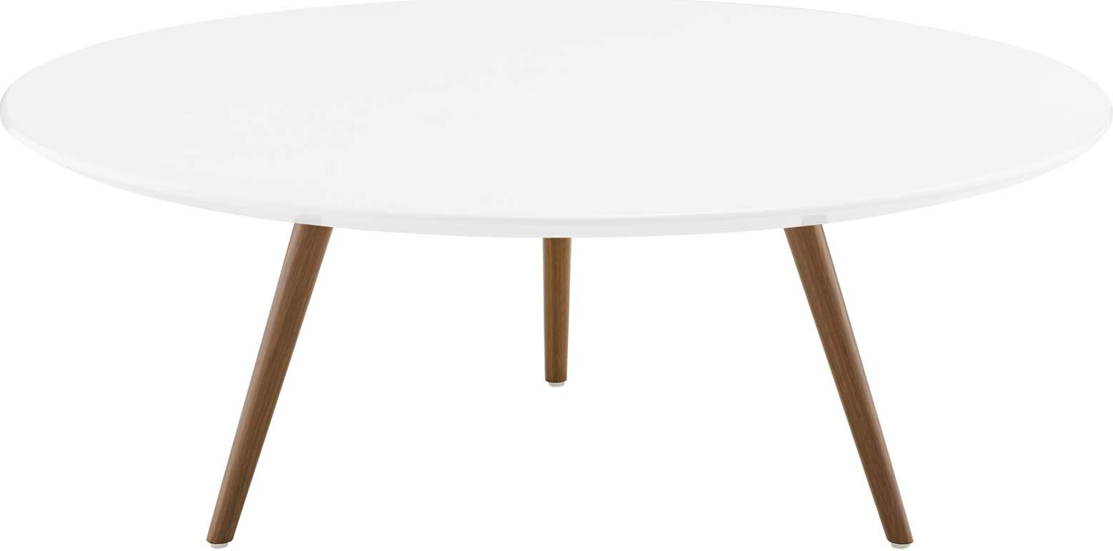 Lippa Walnut White 40 Inch Round Wood Top Coffee Table With Tripod Base Eei 3666 Wal Whi 1stopbedrooms